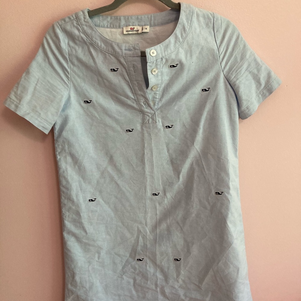 Vineyard vines embroidered tshirt dress baby blue